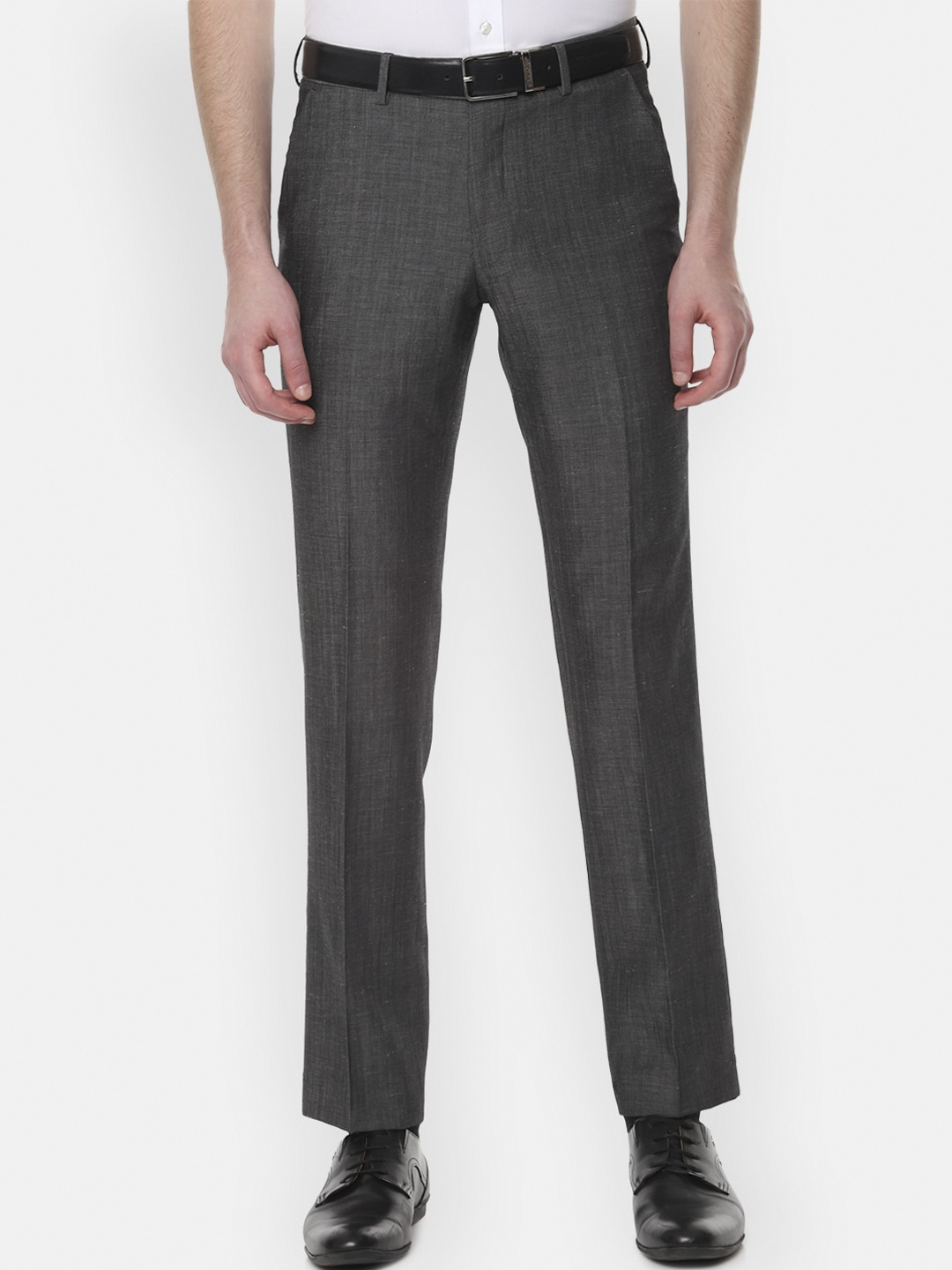 

Van Heusen Men Charcoal Slim Fit Solid Formal Trousers