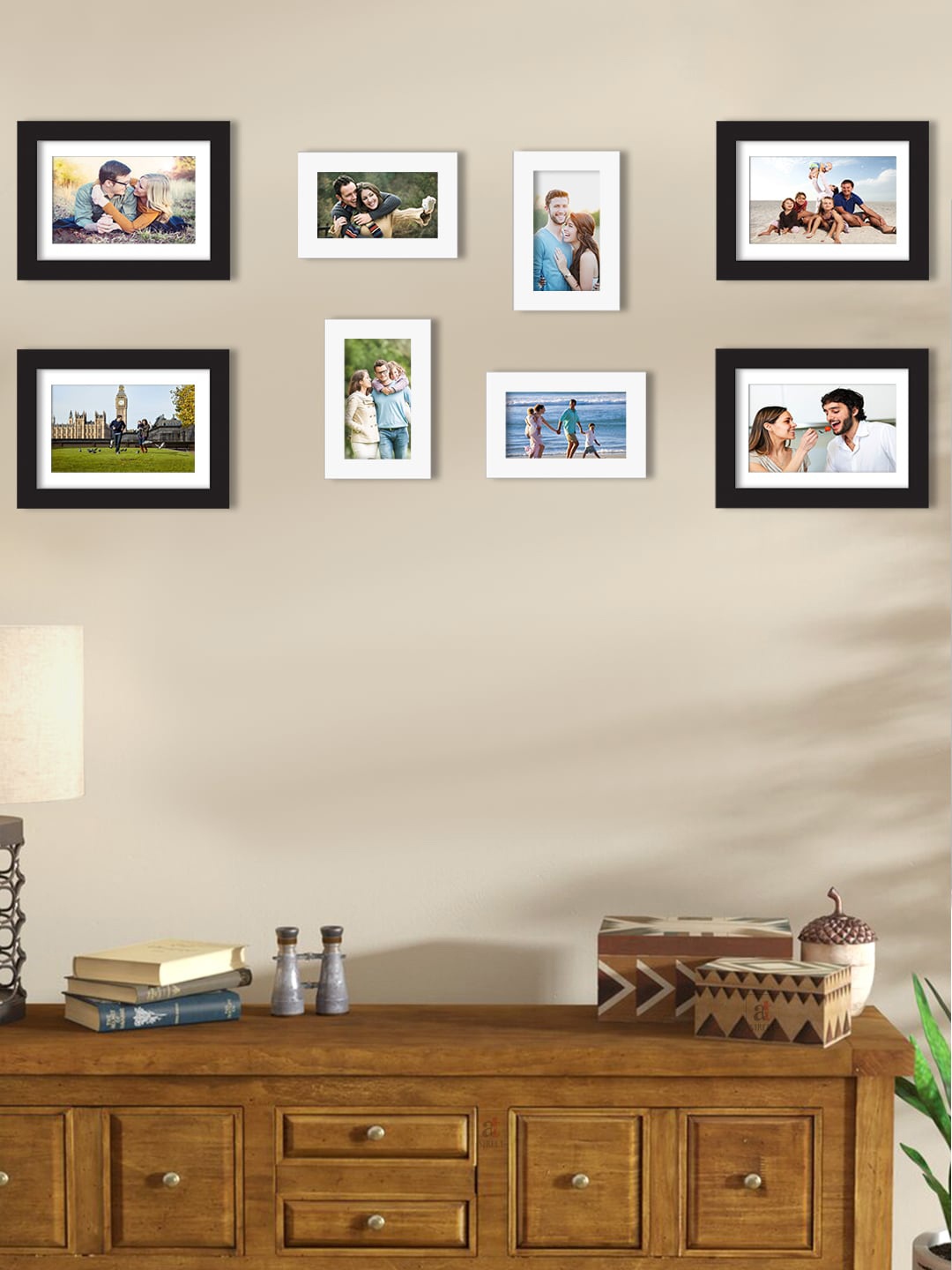 

Art Street Set Of 8 Solid Individual Wall Photo Frames, White