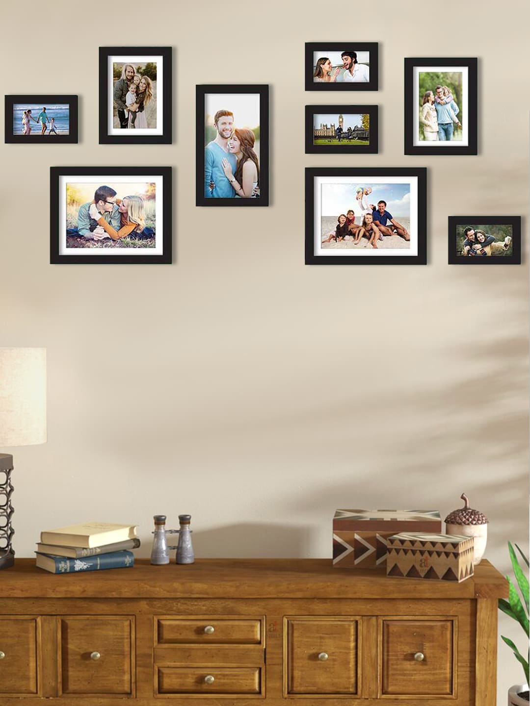 

Art Street Set Of 9 Black Solid Individual Wall Photo Frames