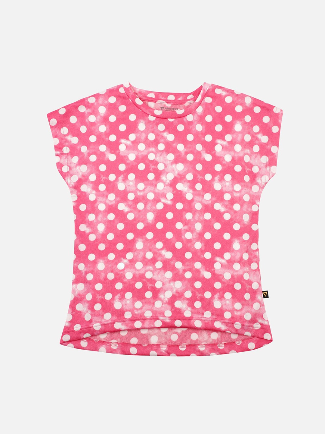 

PROTEENS Girls Pink & White Printed Round Neck T-shirt