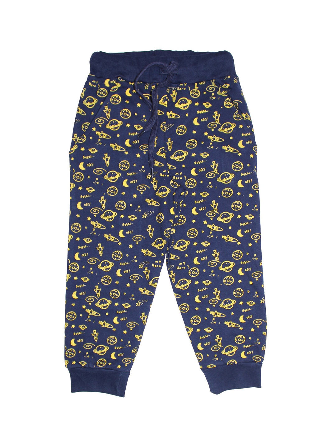 

KiddoPanti Boys Navy Blue Printed Track Pant