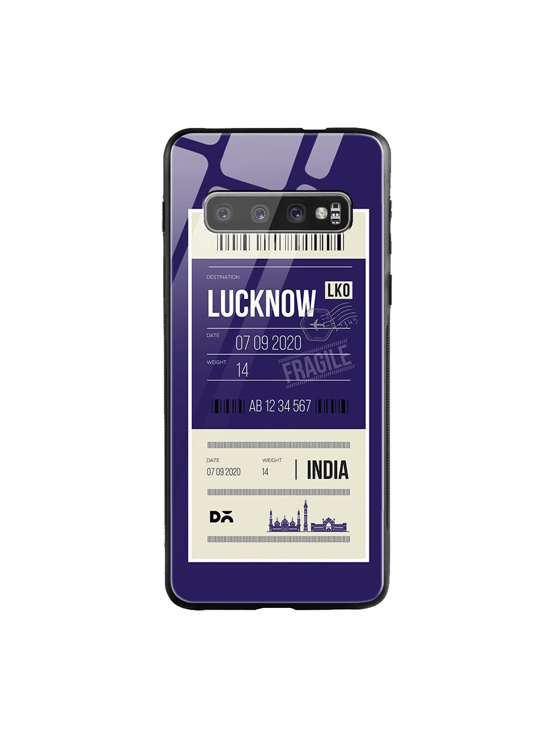 

DailyObjects Navy Blue & White Lucknow City Tag Samsung Galaxy S10 Plus Shock Absorbent Glass Case