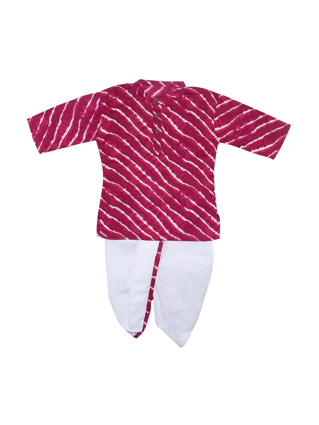 

Chipbeys Boys Magenta & White Leheriya Striped Kurta with Dhoti Pants