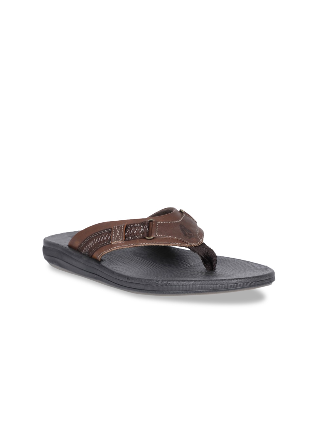 

Hush Puppies Men Brown Leather Comfort Sandals