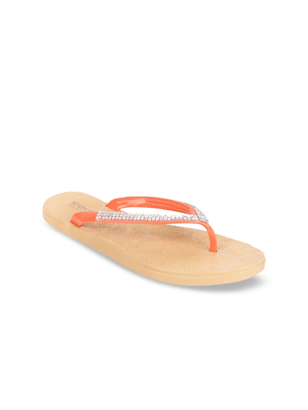 

Liberty Women Orange & White Embellished Thong Flip-Flops