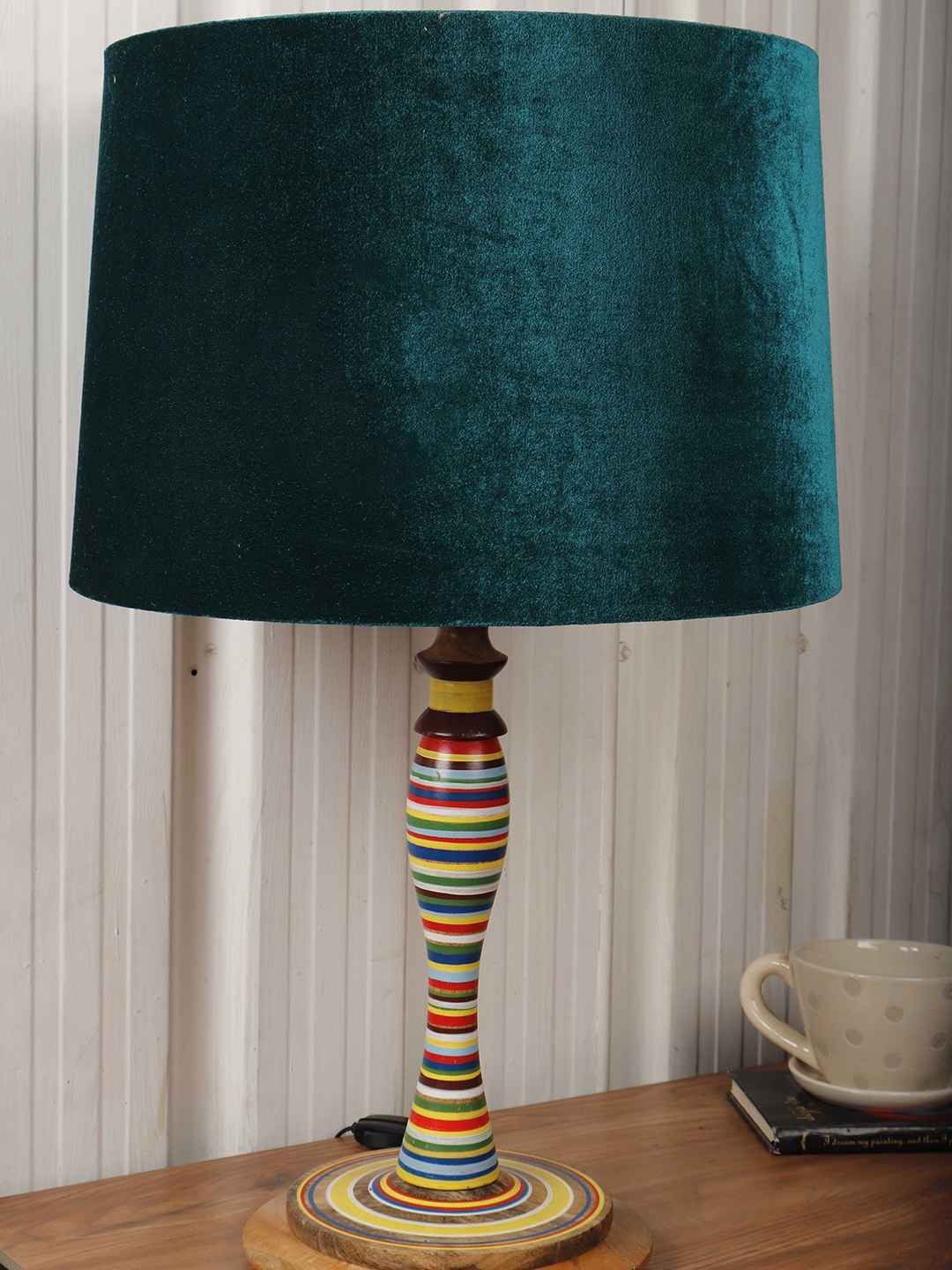 

Grated Ginger Green Printed Bedside Standard Table Lamp with Shade