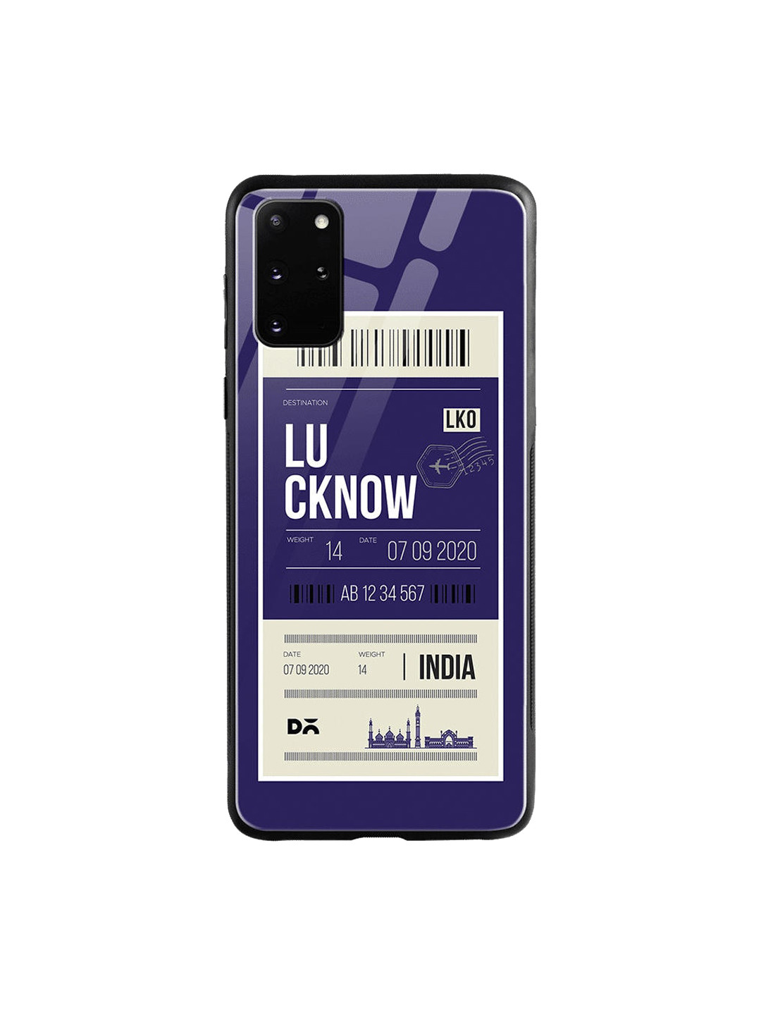 

DailyObjects Navy Blue & White Lucknow City Tag Samsung Galaxy S20 Plus Shock Absorbent Glass Case