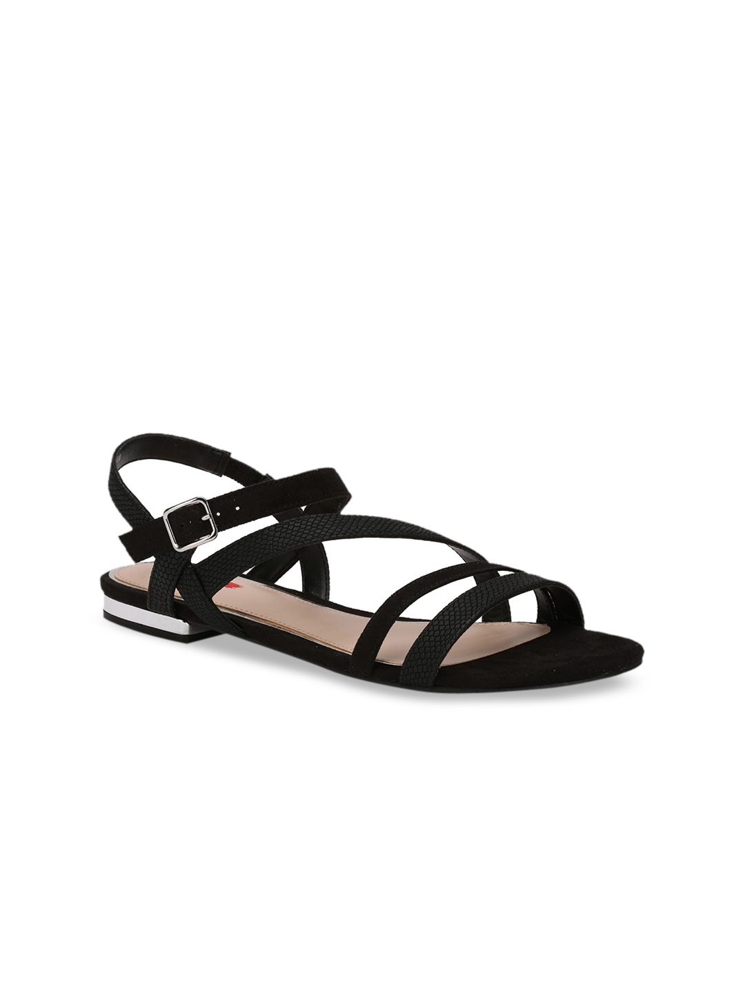 Bata Women Black Solid PU Open Toe Flats