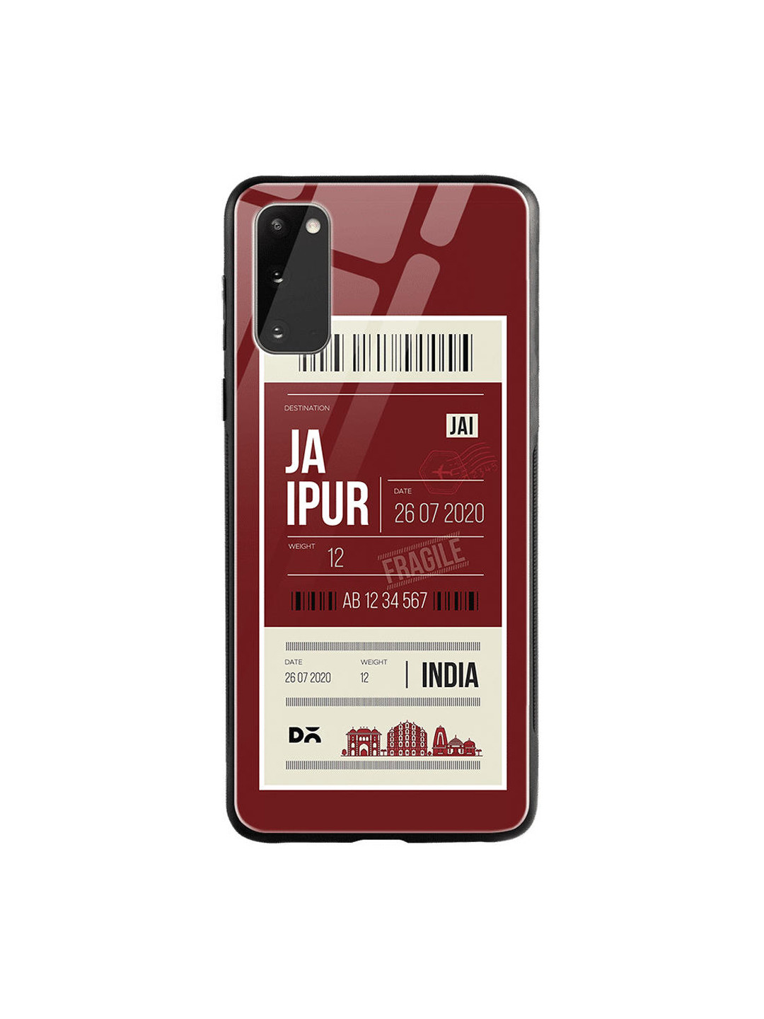 

DailyObjects Maroon & White Jaipur City Tag Samsung Galaxy S20 Shock Absorbent Glass Case