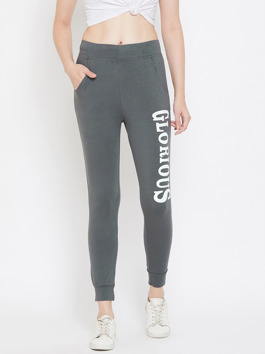 

C9 AIRWEAR Women Grey Solid Airwear Typography Joggers