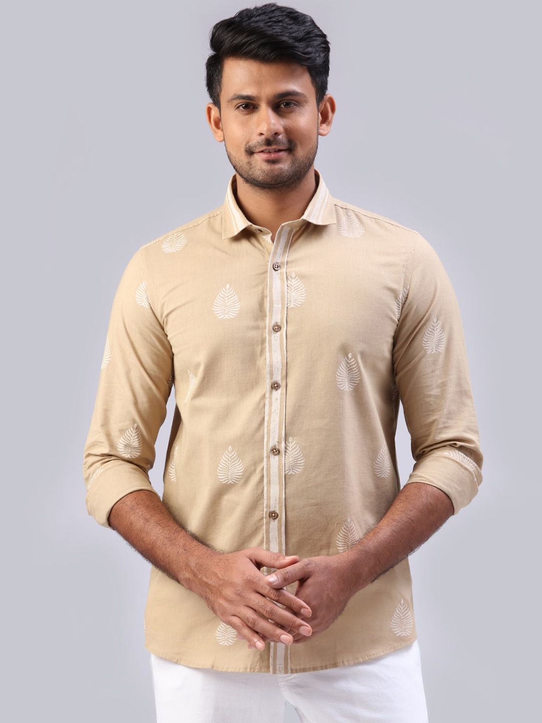 

Raymond Men Beige & White Regular Fit Printed Casual Shirt