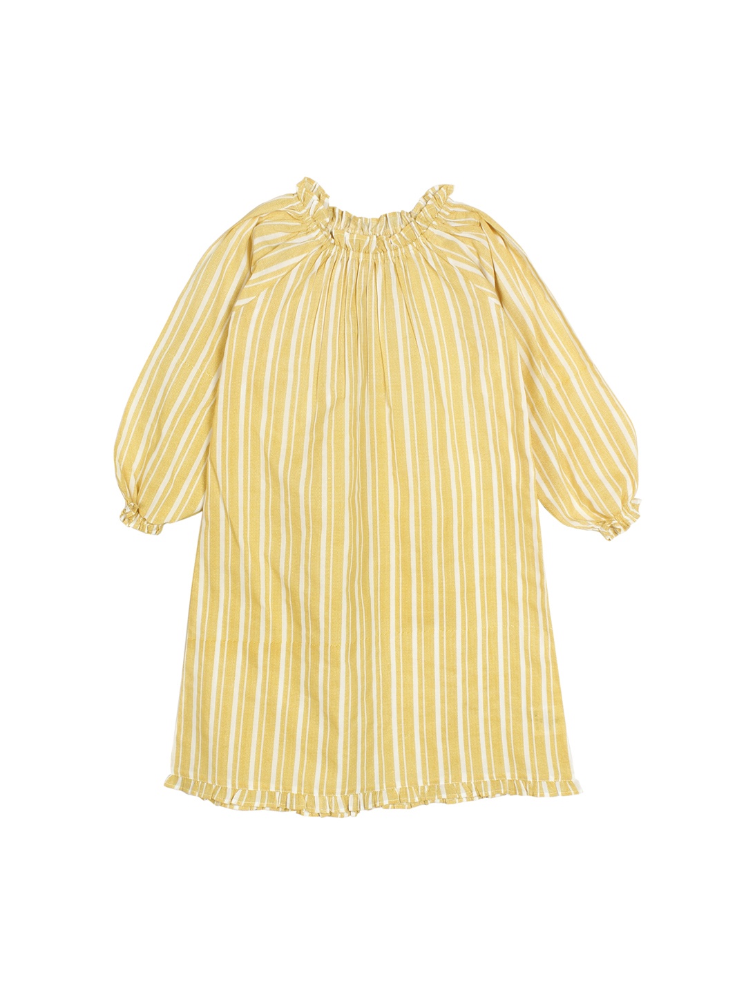 

My Little Lambs Girls Yellow & Off-White Striped Nightdress