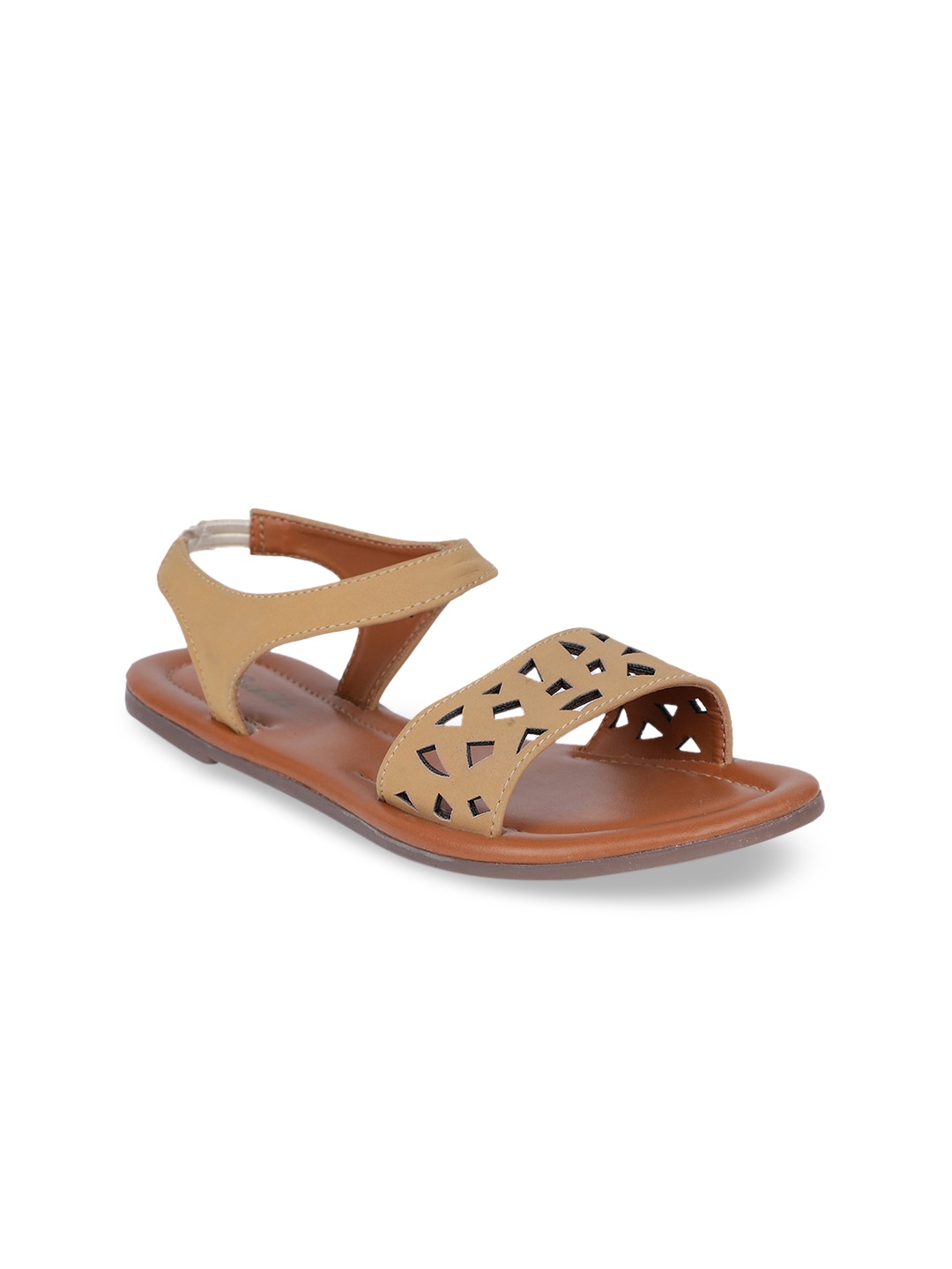 

Bata Women Beige Solid PU Open Toe Flats
