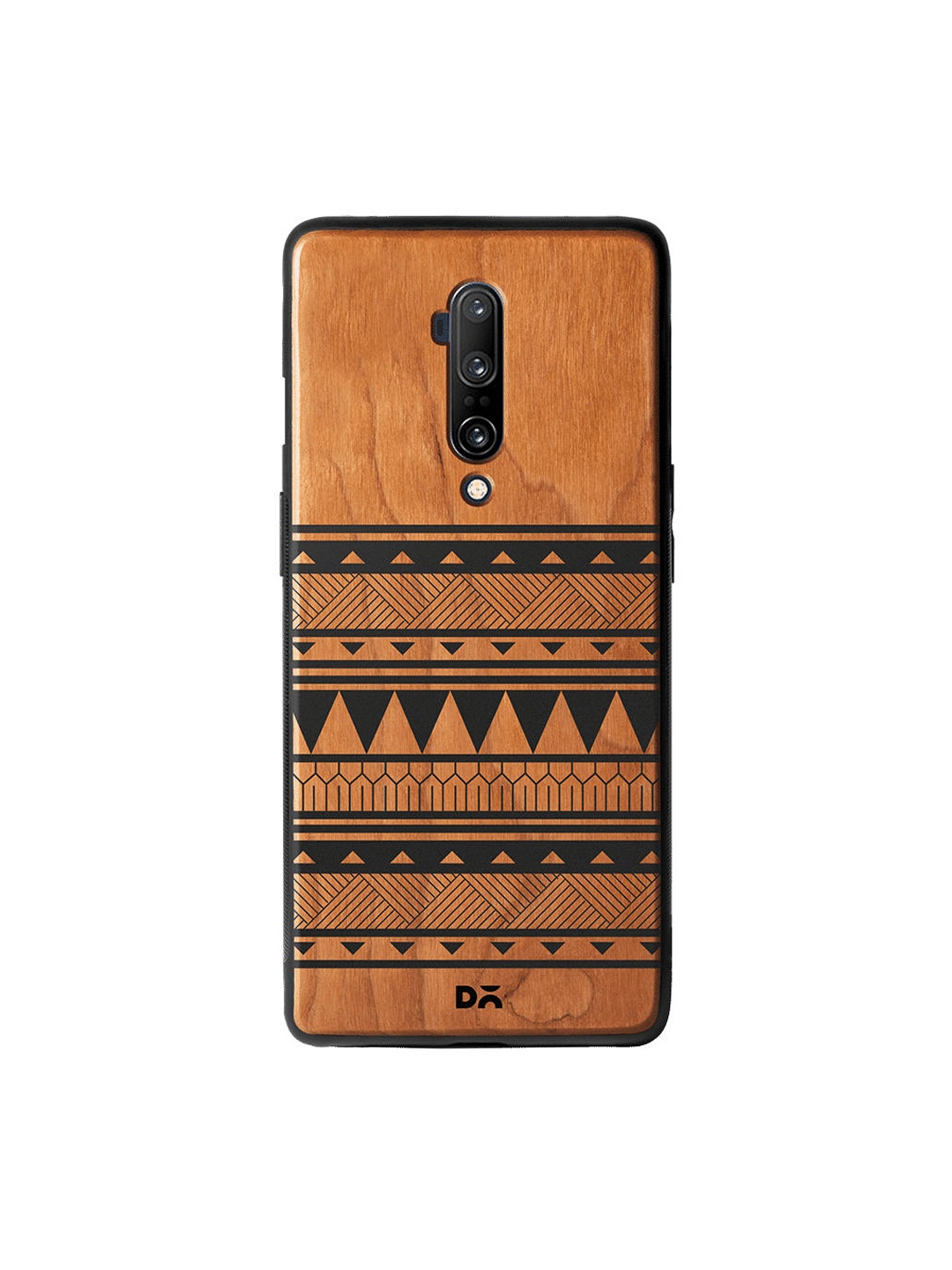 DailyObjects Brown & Black Fine Band Wooden OnePlus 7T Pro Case, Multi
