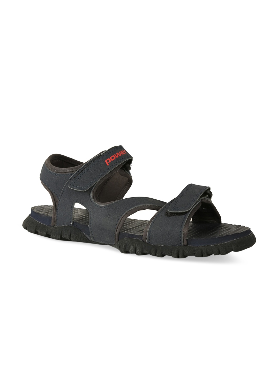 

Power Men Navy Blue & Black Solid Sports Sandals