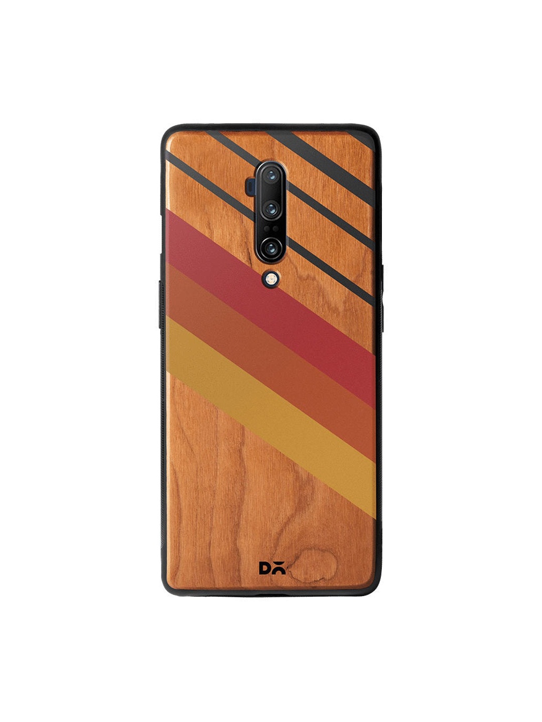 

DailyObjects Brown & Mustard Yellow Diagonal Flame Wooden OnePlus 7T Pro Case