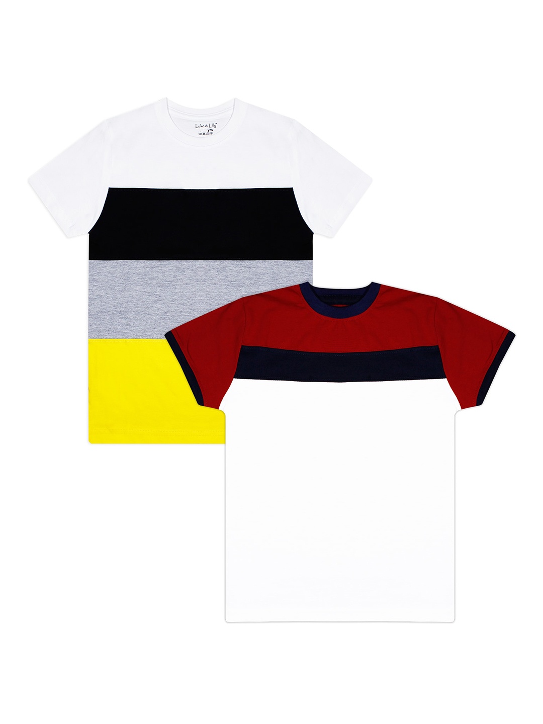 

Luke & Lilly Boys Pack of 2 Colourblocked Round Neck T-shirts, Multi