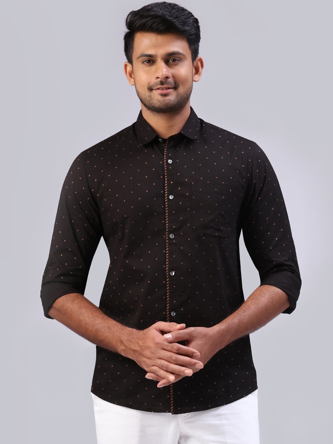 

Raymond Men Black & Brown Regular Fit Printed Casual Shirt