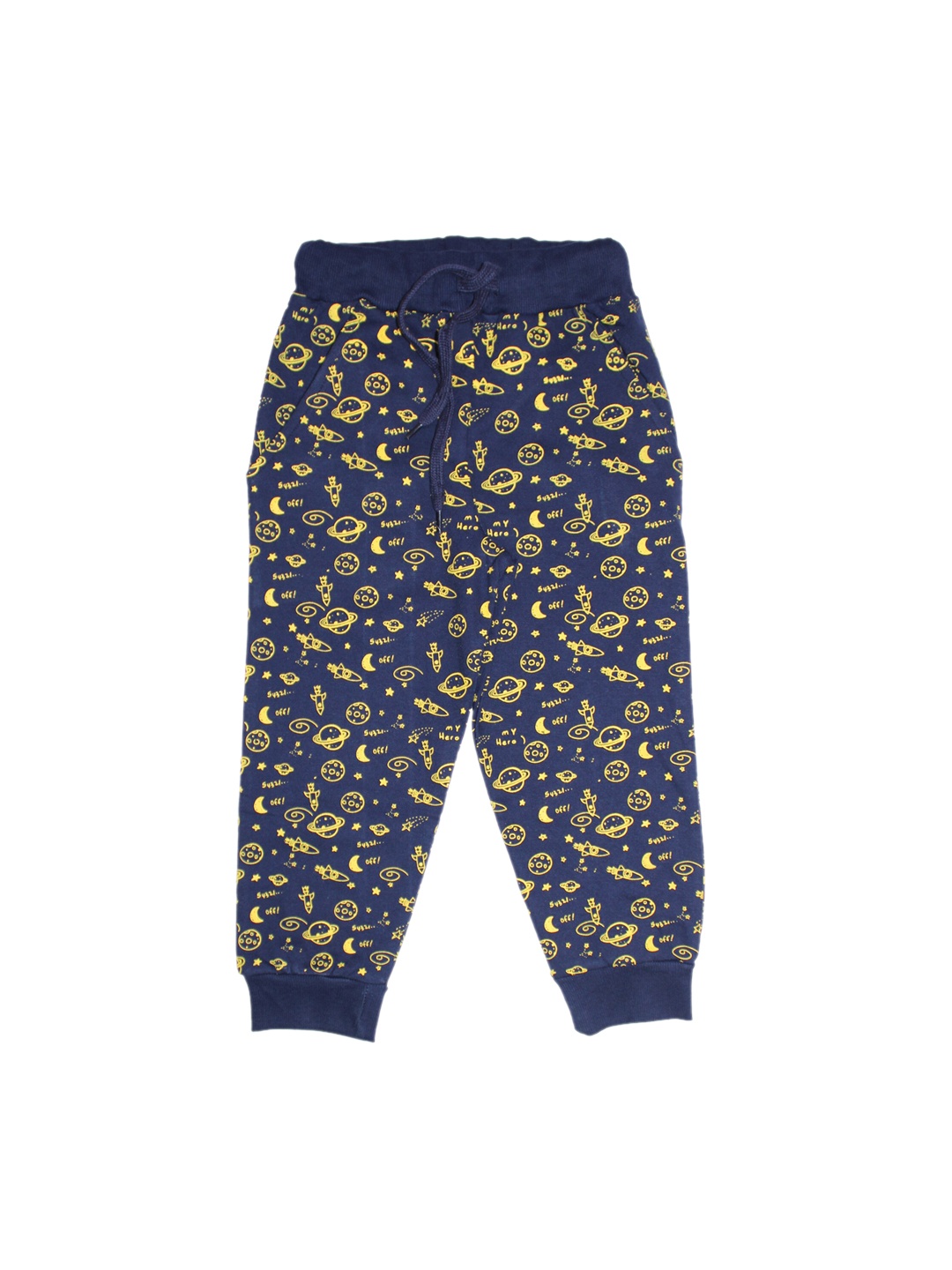

KiddoPanti Boys Navy Blue Printed Track Pant