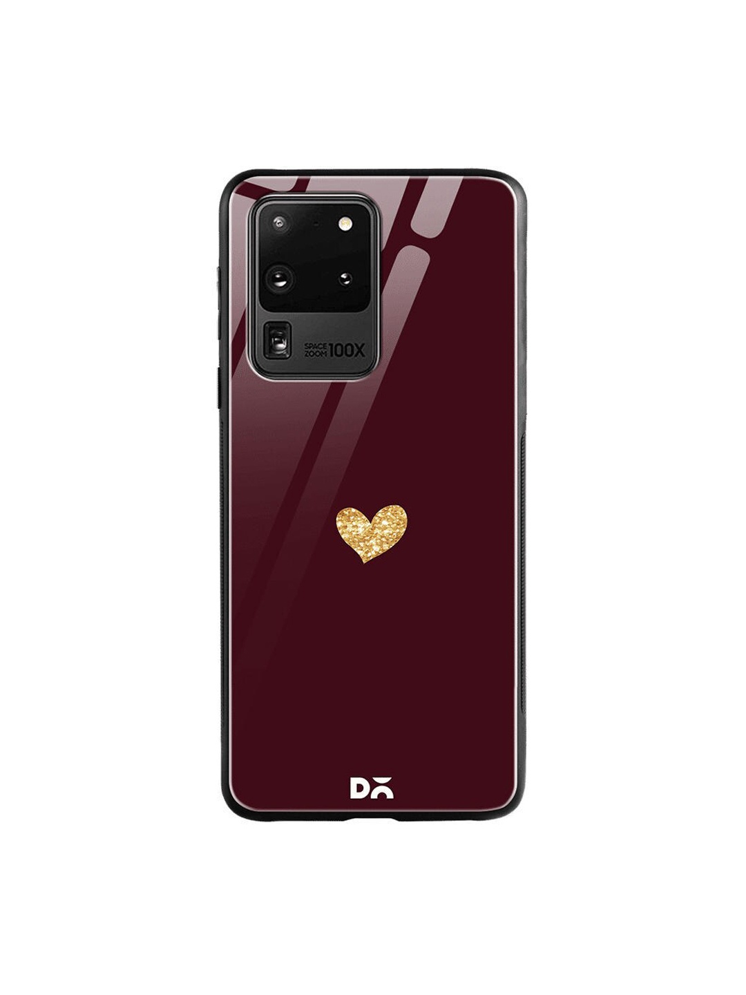 

DailyObjects Burgundy & Beige Sparkle Heart Samsung Galaxy S20 Ultra Shock Absorbent Glass Case