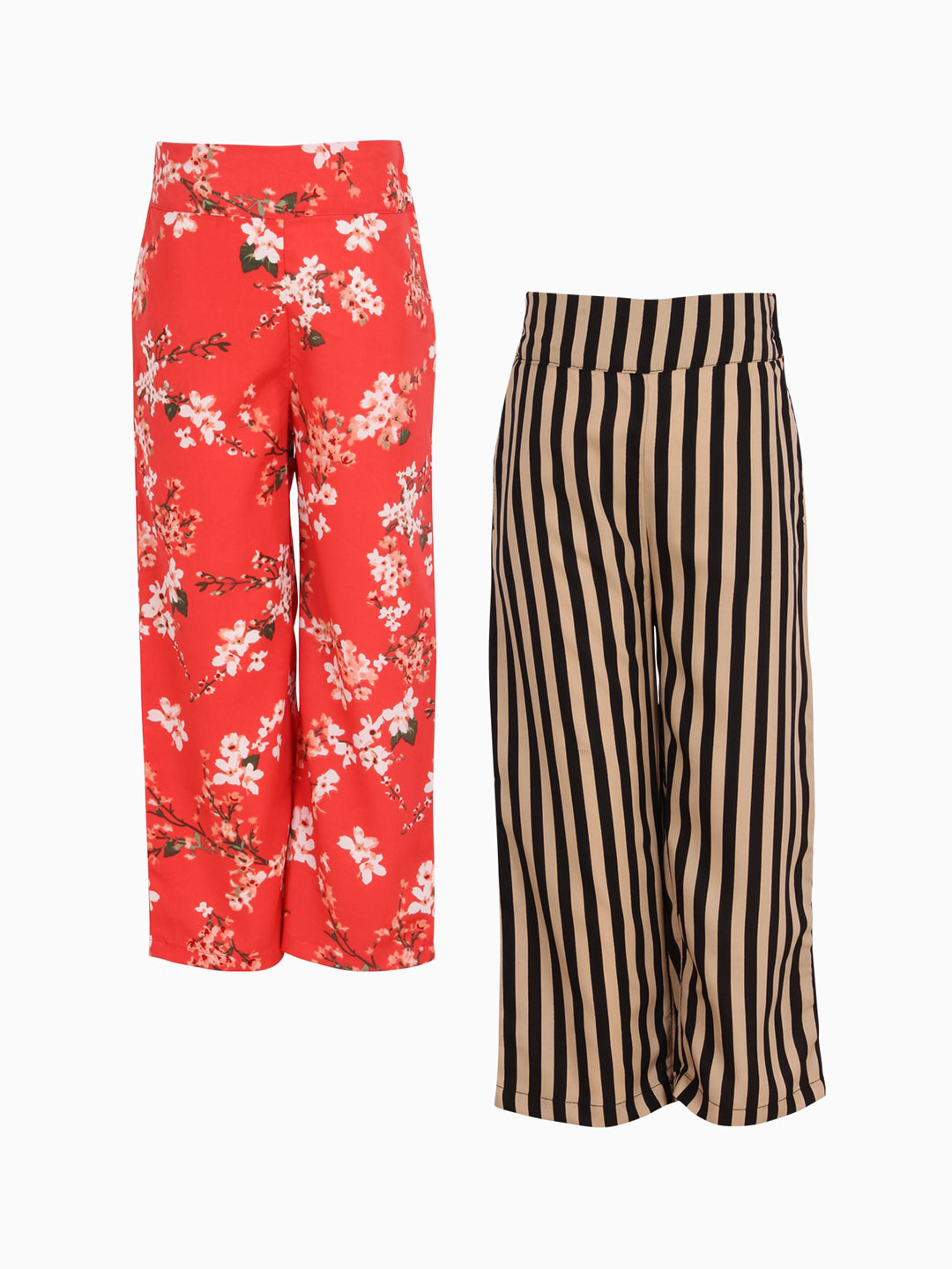 

CUTECUMBER Girls Pack of 2 Smart Regular Fit Printed Culottes, Red