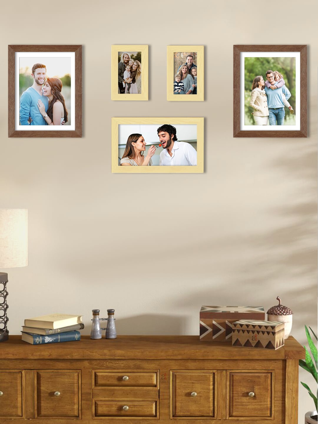 

Art Street Set Of 5 Solid Individual Wall Photo Frames, Brown