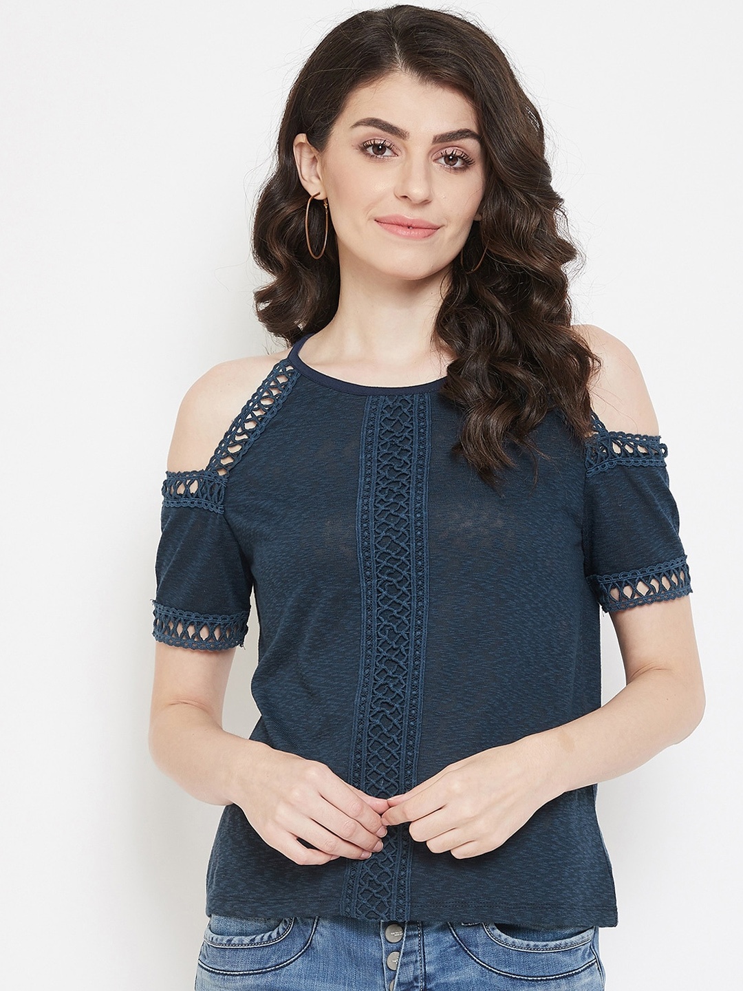 

Austin wood Women Navy Blue Self Design Top