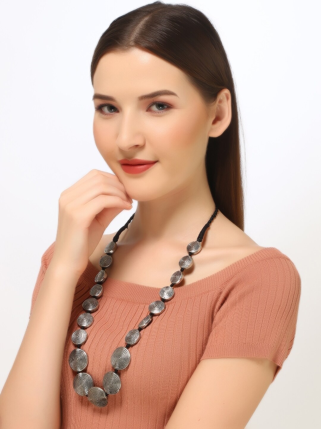 

Infuzze Alloy Silver-Plated Tribal Necklace