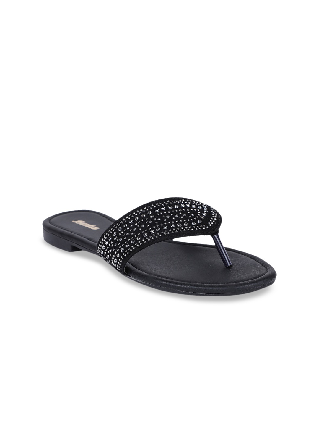 Bata Women Black Embellished Open Toe Flats