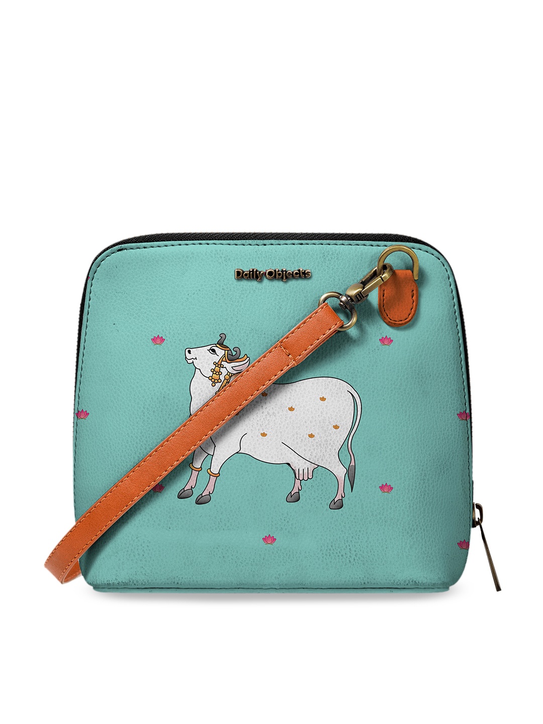 

DailyObjects Sea Green & White Dreamy Cow - Trapeze Printed Sling Bag