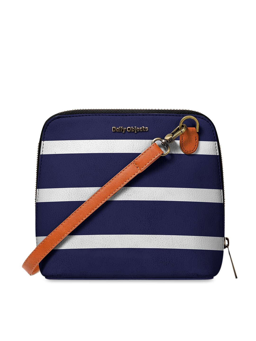 

DailyObjects Navy Blue & White Striped Sling Bag