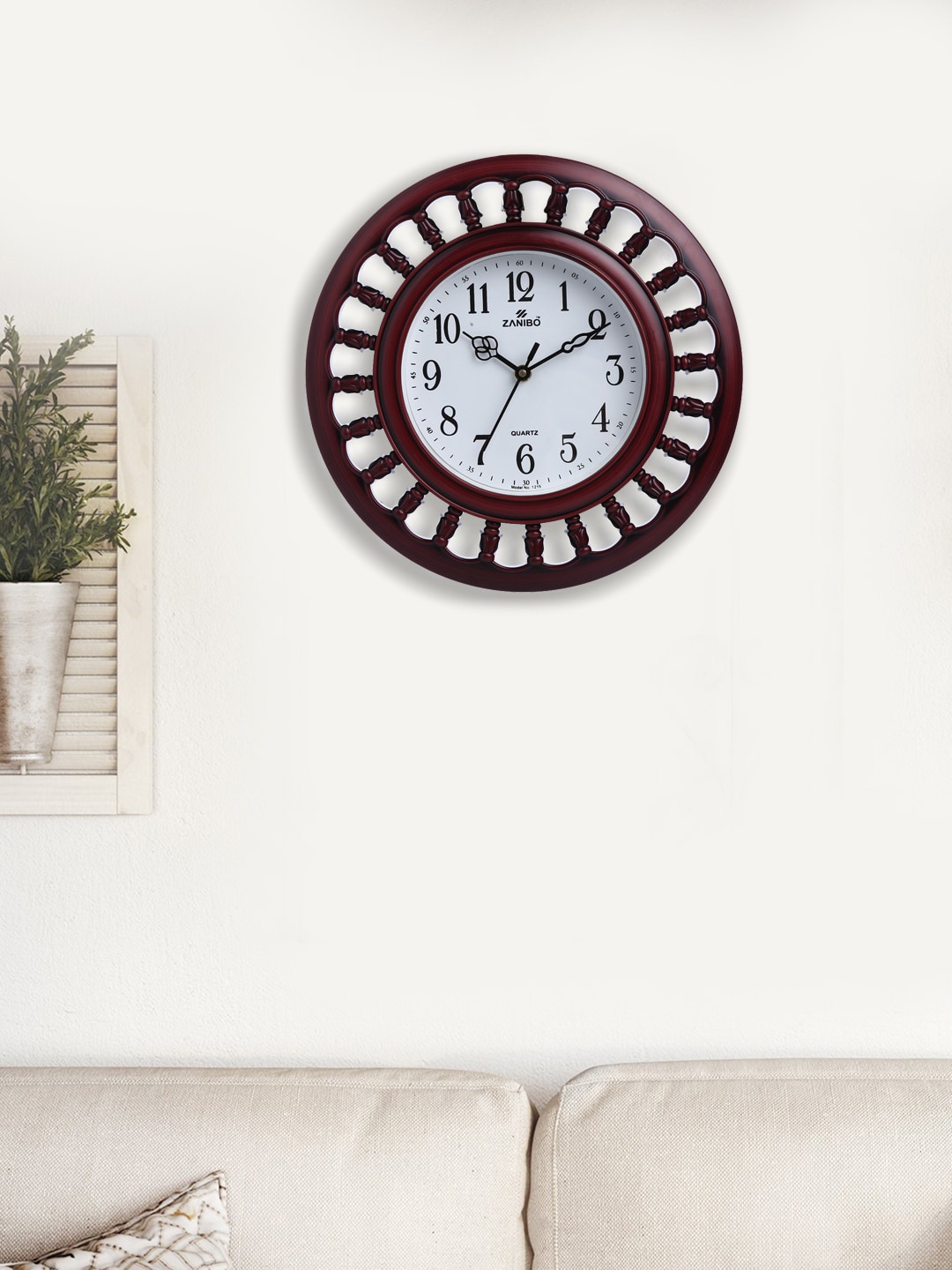 

ZANIBO Coffee Brown & White Quirky Solid Analogue 30.5 Cm Wall Clock