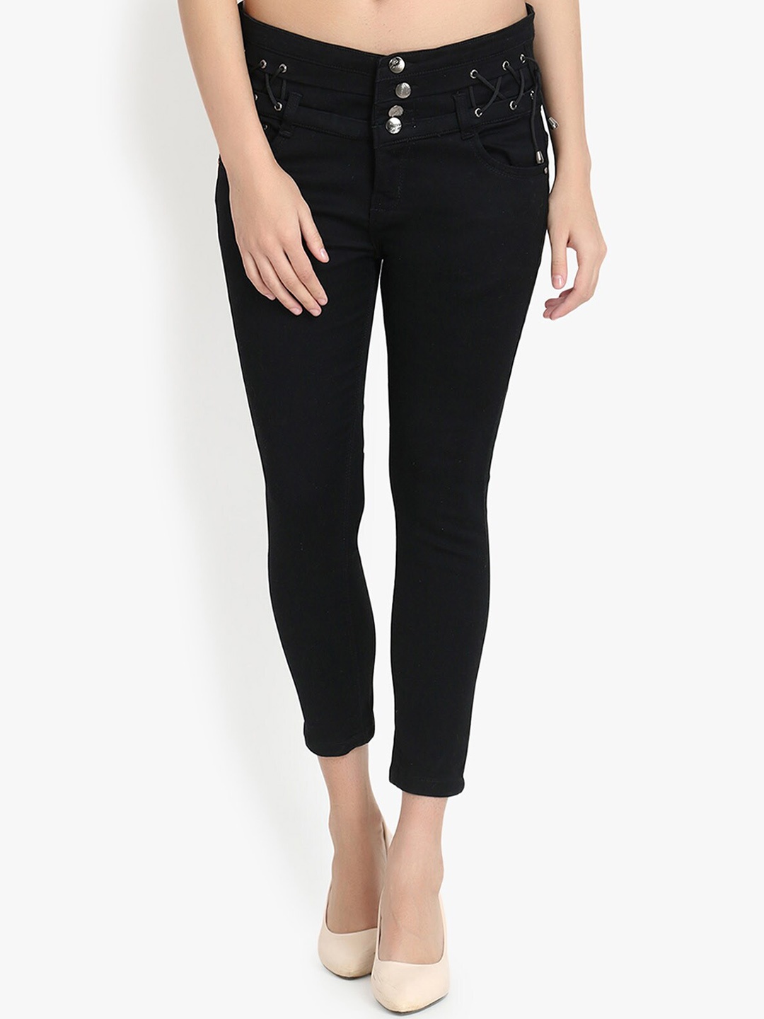Perfect Outlet Women Black Wide Leg High-Rise Clean Look Jeans