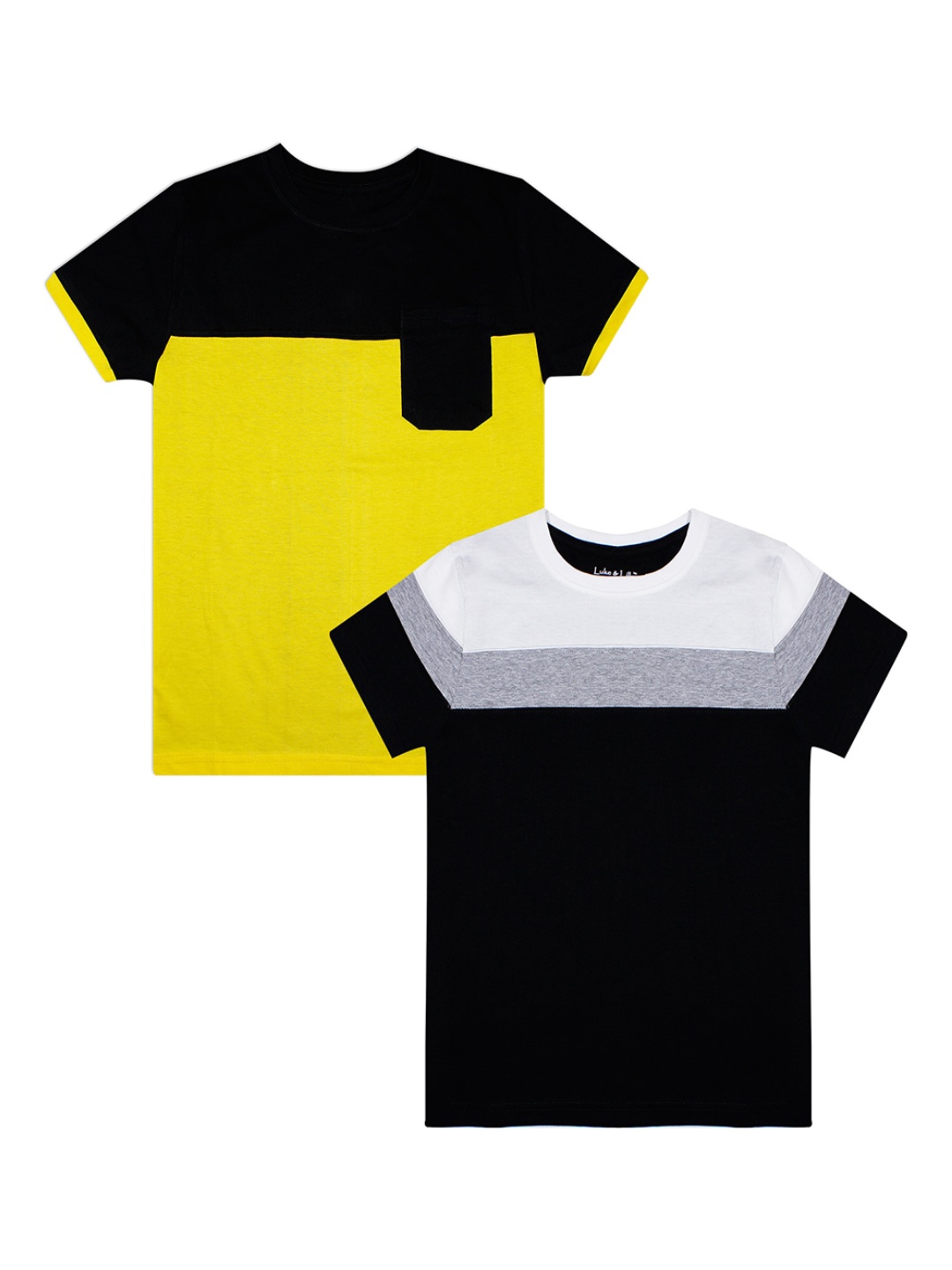 

Luke & Lilly Boys Pack of 2 Colourblocked Round Neck T-shirts, Yellow