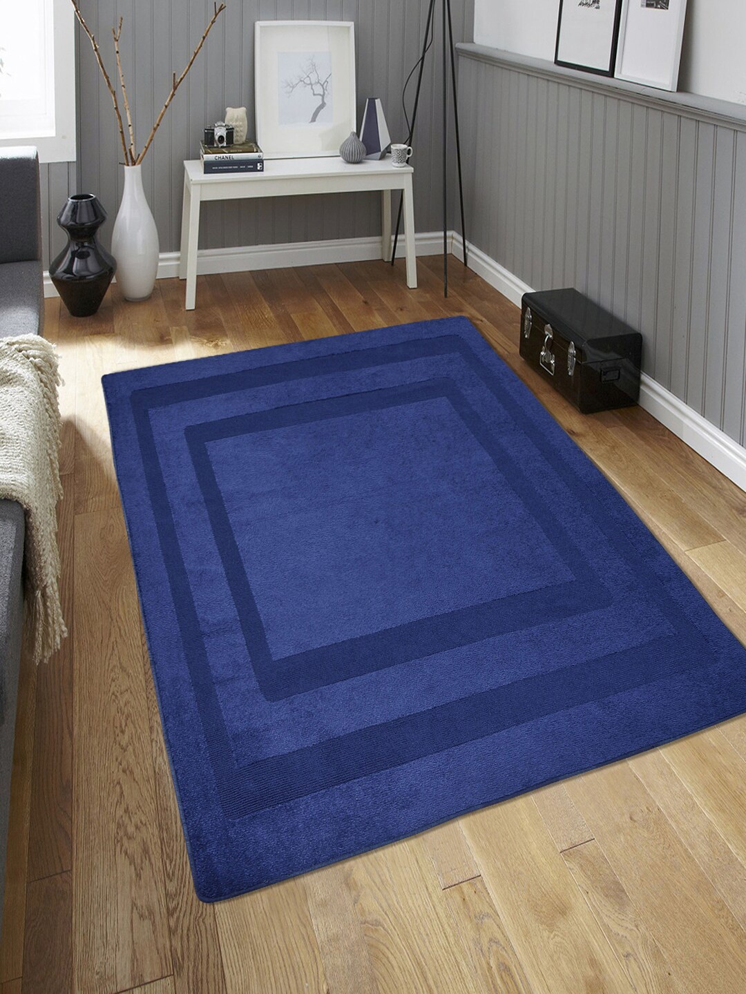 

Saral Home Blue Solid Anti-Skid Carpet