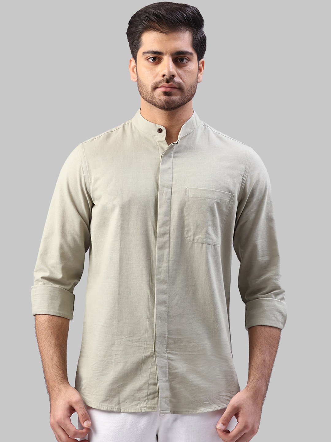 

Raymond Men Olive Green Regular Fit Solid Casual Shirt