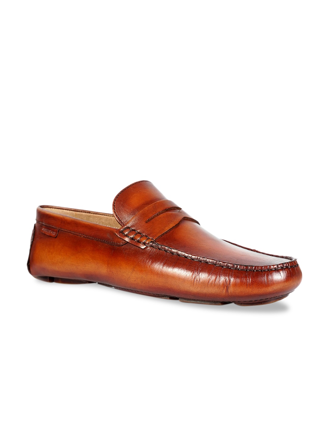 

Kenneth Cole Men Tan Brown Solid Leather Formal Saddle Loafers