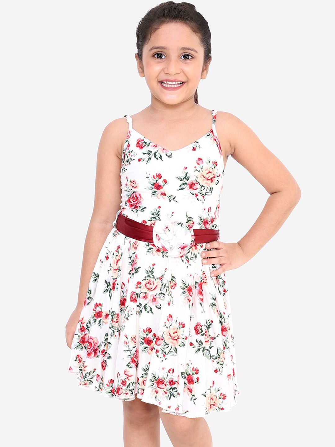 

Naughty Ninos Girls White Printed Fit and Flare Dress