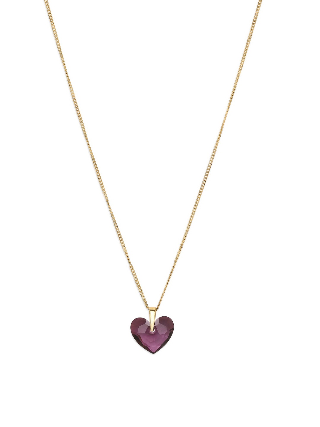 

Mahi Gold-Plated Purple Swarovski Crystal Lilac Shadow Heart Pendant With Chain