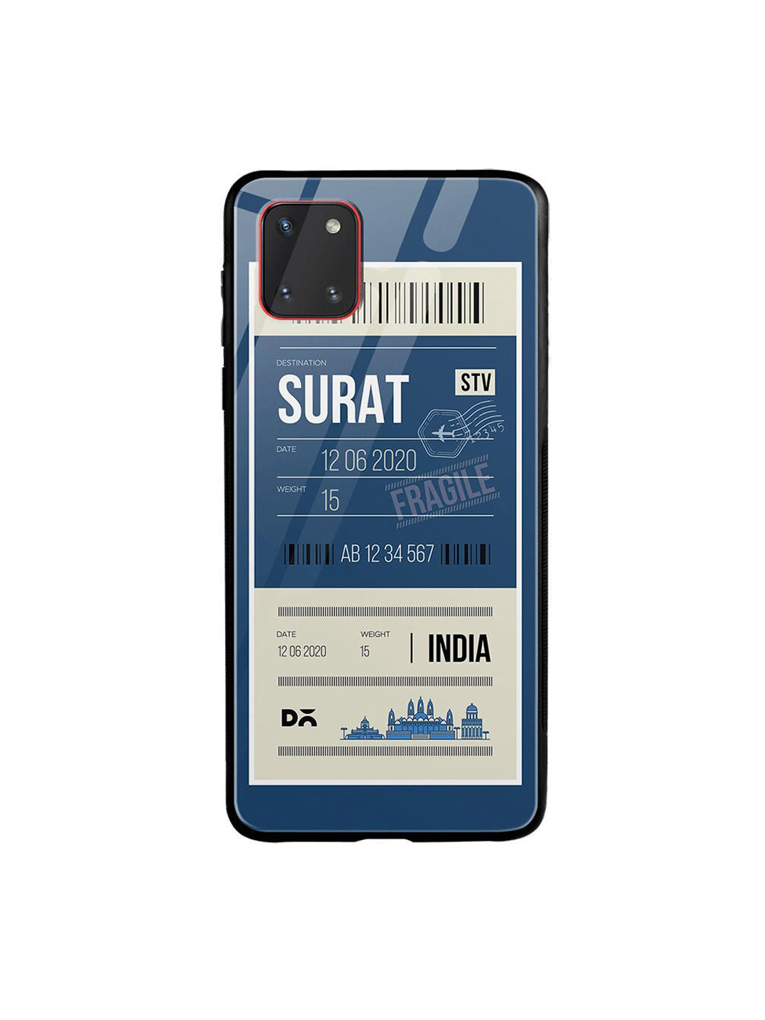 

DailyObjects Blue & White Surat City Tag Samsung Galaxy Note 10 Lite Shock Absorbent Glass Case
