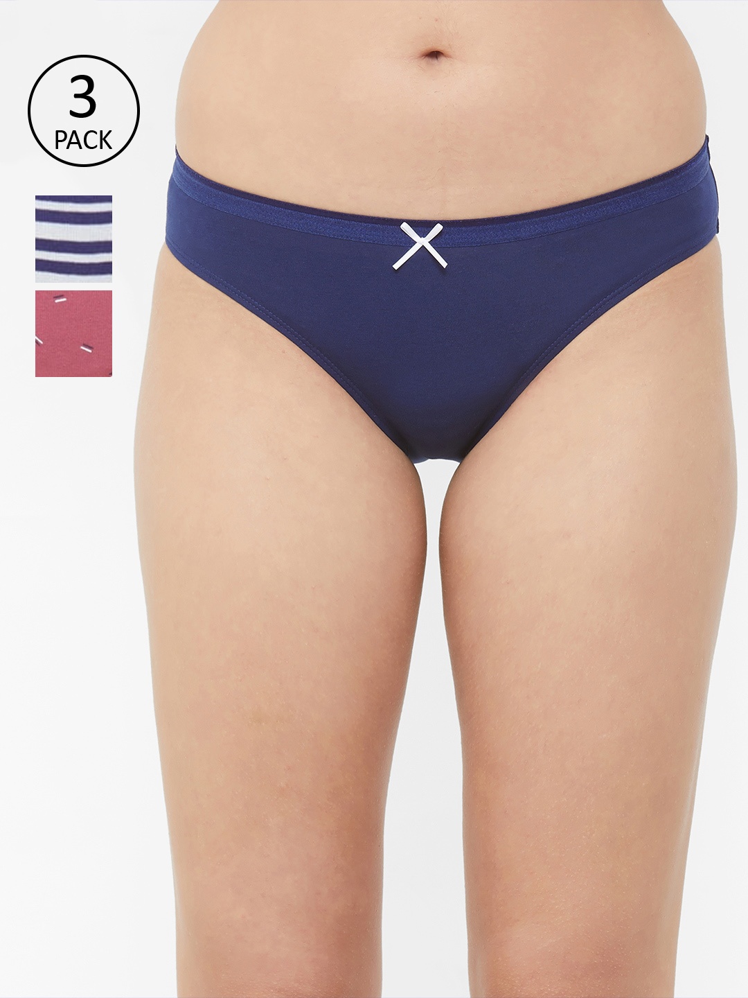 

Soie Women Mid Rise Medium Coverage Cotton Stretch Brief Panty (Pack of 3), Blue