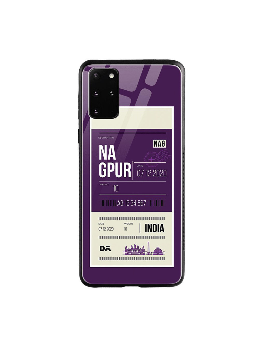 

DailyObjects Purple & White Nagpur City Tag Samsung Galaxy S20 Plus Shock Absorbent Glass Case