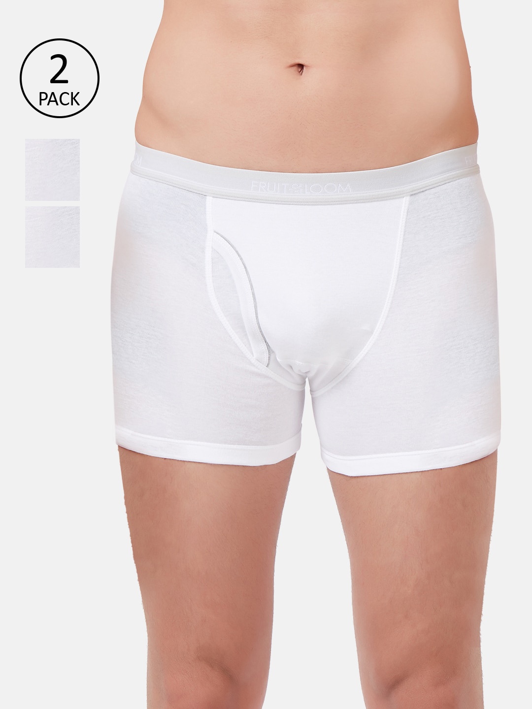 

Fruit of the loom Men Pack Of 2 White Solid Trunks