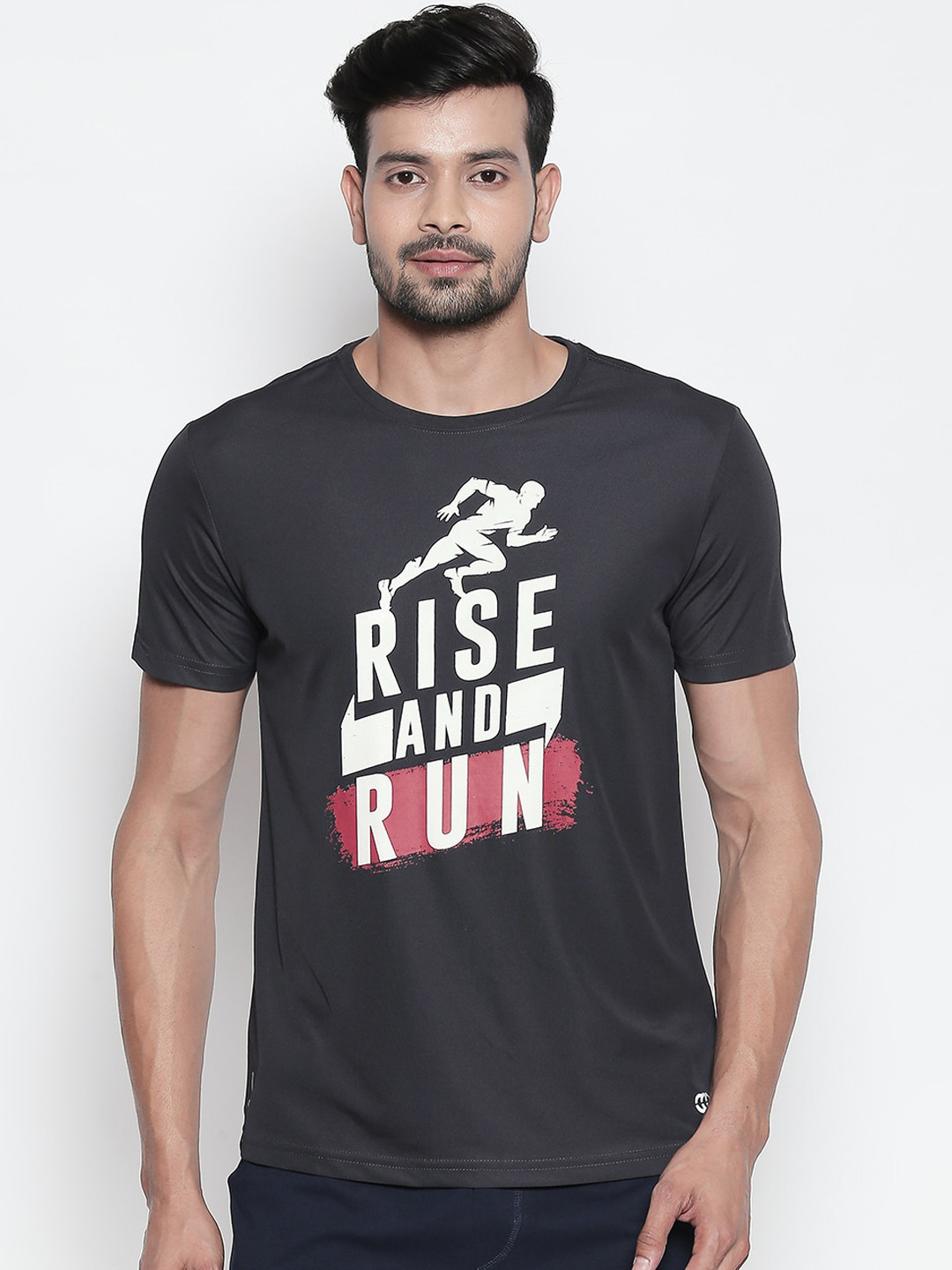 

Ajile by Pantaloons Men Grey & White Printed Round Neck T-shirt