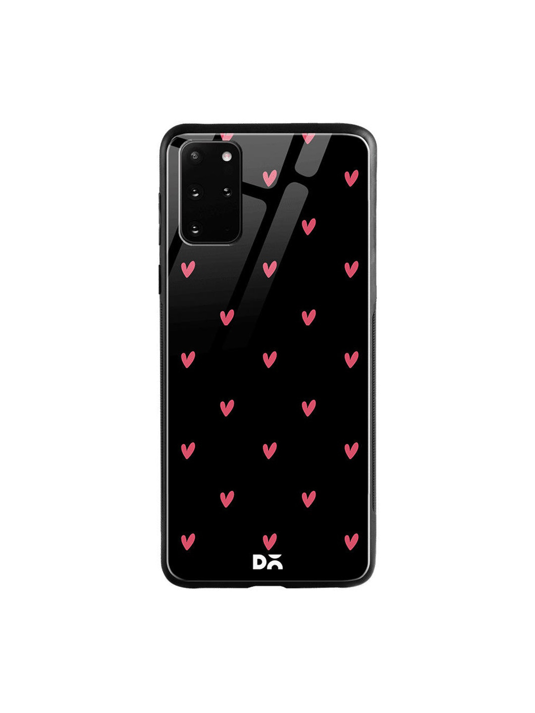 

DailyObjects Black & Pink Bundle Heart Samsung Galaxy S20 Plus Shock Absorbent Glass Case