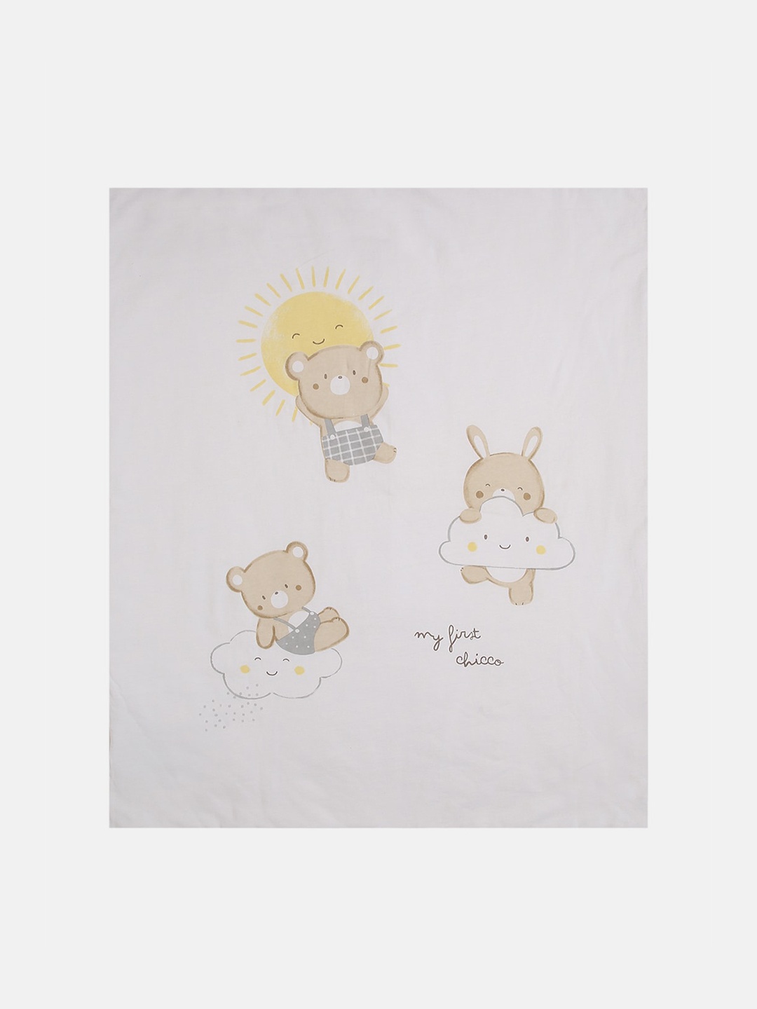 

Chicco Kids White & Brown Printed Pram Blanket