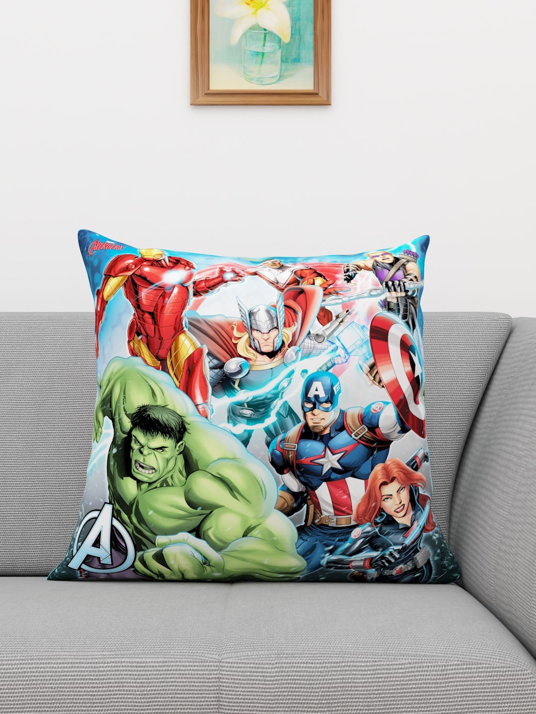 

Marvel Multicoloured Set of Single Marvel Characters Printed 40x40 cm Square Cushion Cover, Green