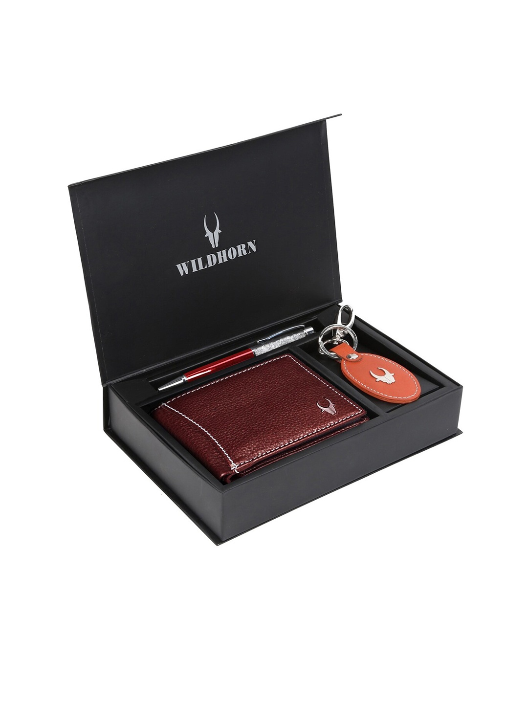 

WildHorn Men Brown & Orange RFID Protected Genuine Leather Accessory Gift Set
