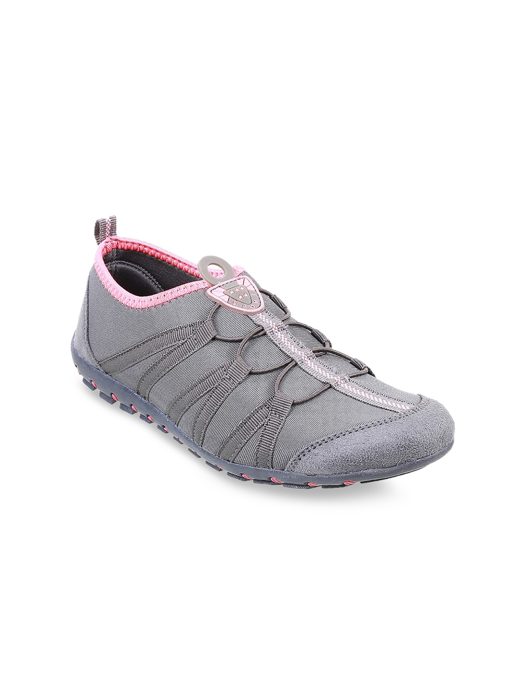 

WALKWAY by Metro Women Grey & Pink Woven Design Slip-on Sneakers