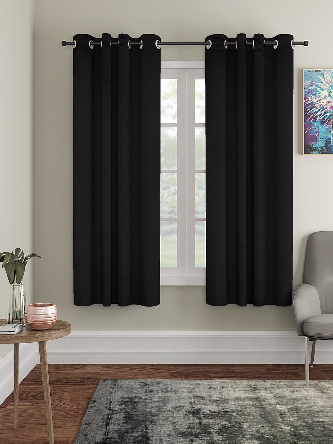

eyda Black Single Room Darkening Window Curtain